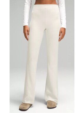 Lululemon Women's Sz 10 Ribbed Softstreme Flare Pants Side Zippers High-Waist